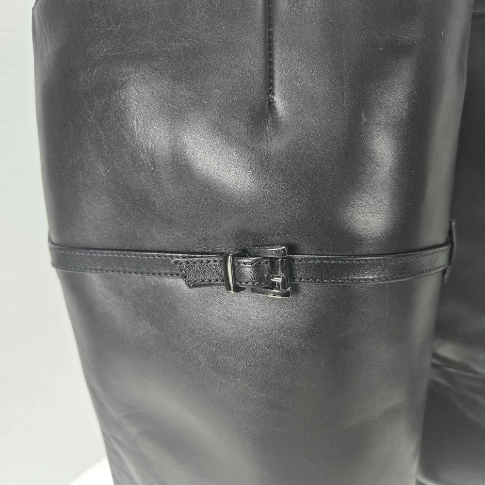 Via Spiga Italian Black Leather Riding Boots Women's Size 7 1/2 7.5